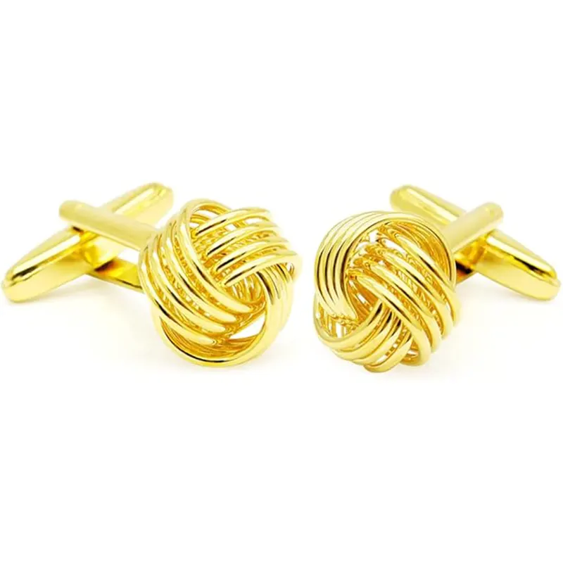 Knot Design Twist Mechanism Gold-tone Men's Fashion Cufflinks